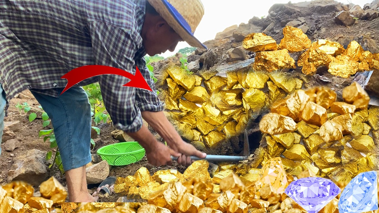 Amazing Found Gold Diamond Pearls Gold Under stone by a gold skill man