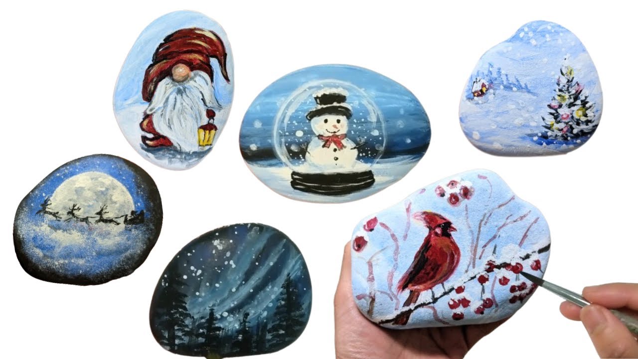 🌲 6 DAZZLING Holiday Rock Painting🎨 IDEAS ✨🎅🎁 Christmas ROCK ART TUTORIALS