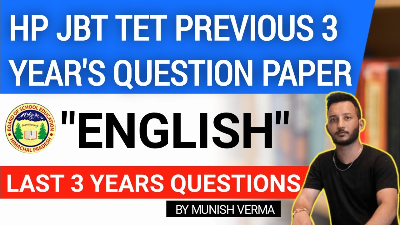 HP JBT, Arts TET ENGLISH- PREVIOUS 3 YEARs QUESTION PAPERS (2020 to 2023) MARATHON