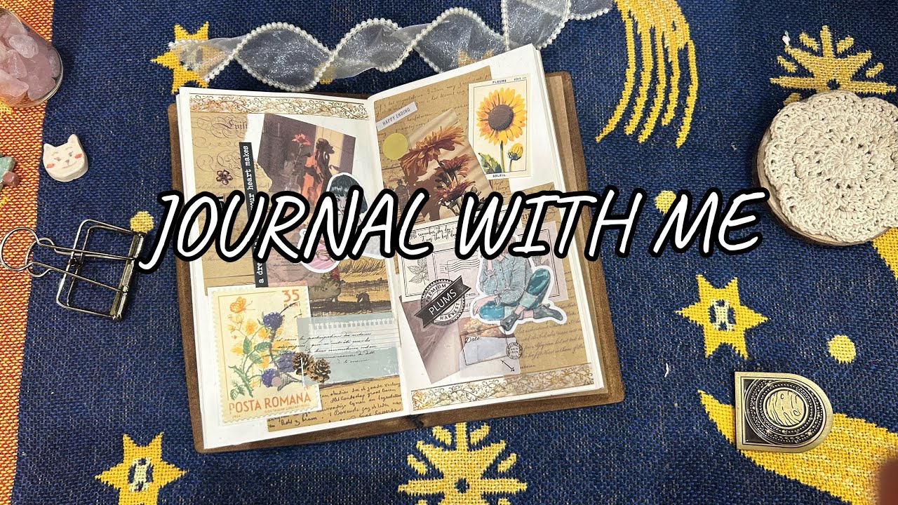 Journal with me ASMR | Vintage Sunflower Theme 🌻🌞 | Journalforsoul #journal #scrapbooking 