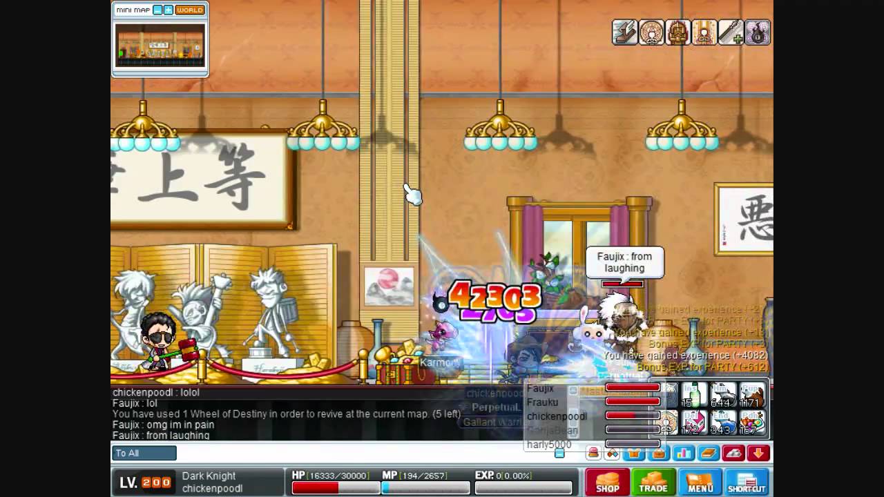 chickenpoodl & friends vs bodyguard A, B & grandpa boss (maplestory)