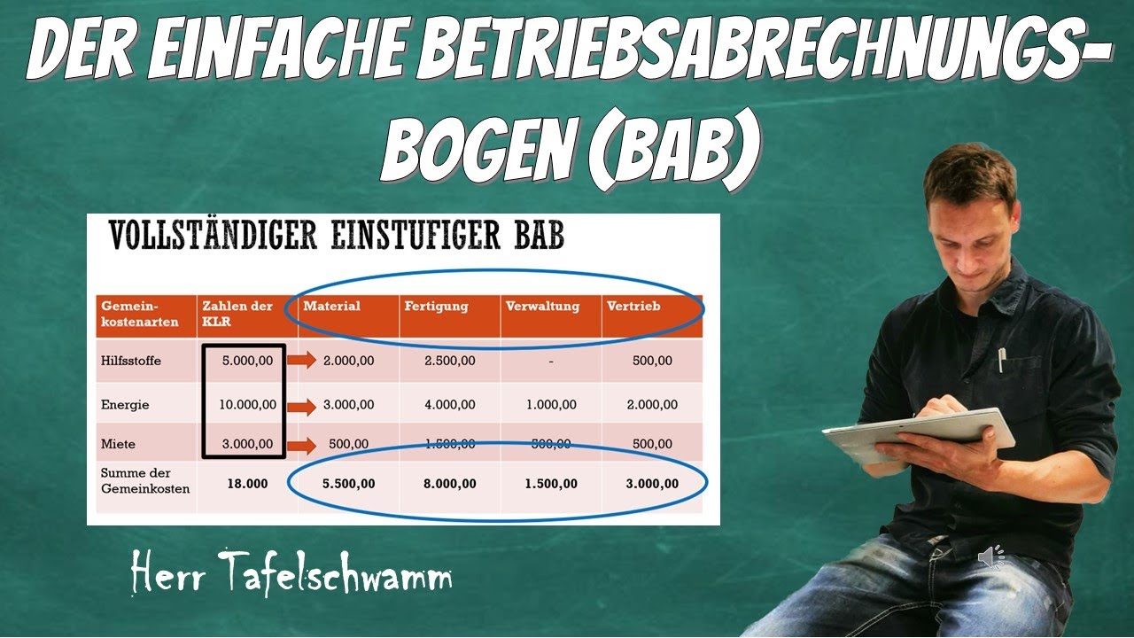 Einfacher Betriebsabrechnungsbogen BAB ausfüllen + berechnen - super einfach erklärt mit Beispiel
