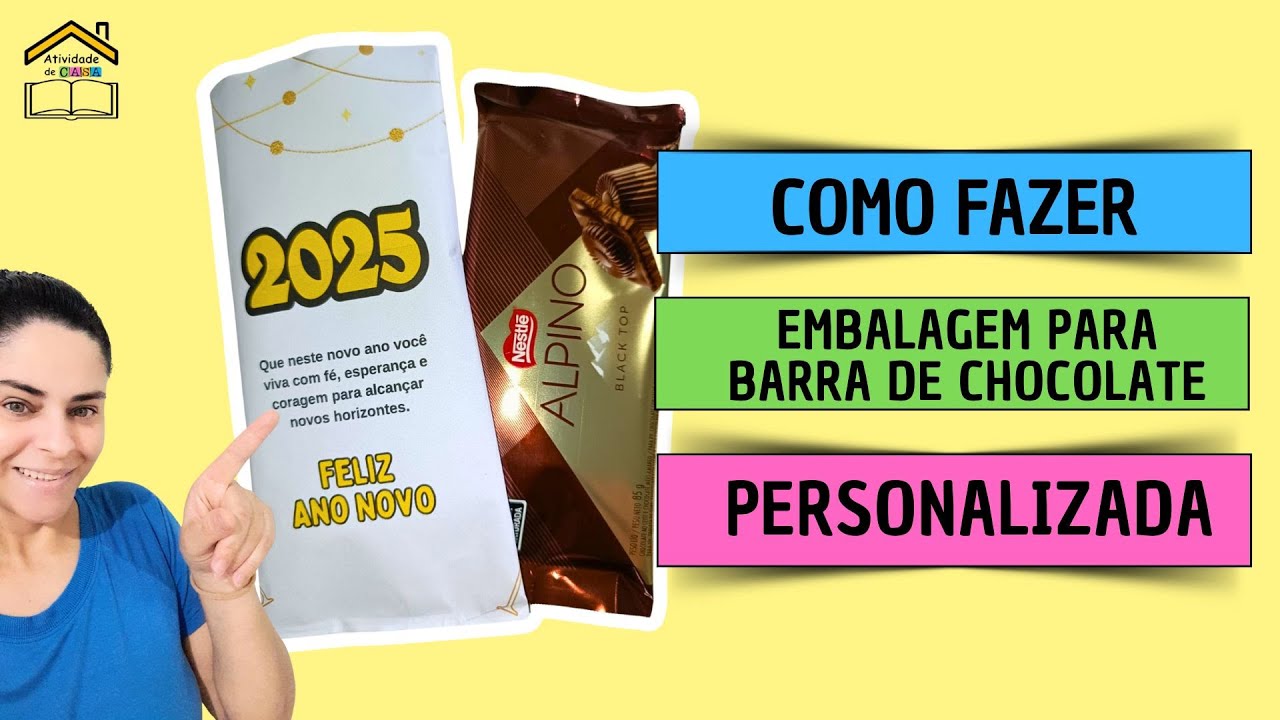 COMO FAZER EMBALAGEM PERSONALIZADA PARA BARRA DE CHOCOLATE?