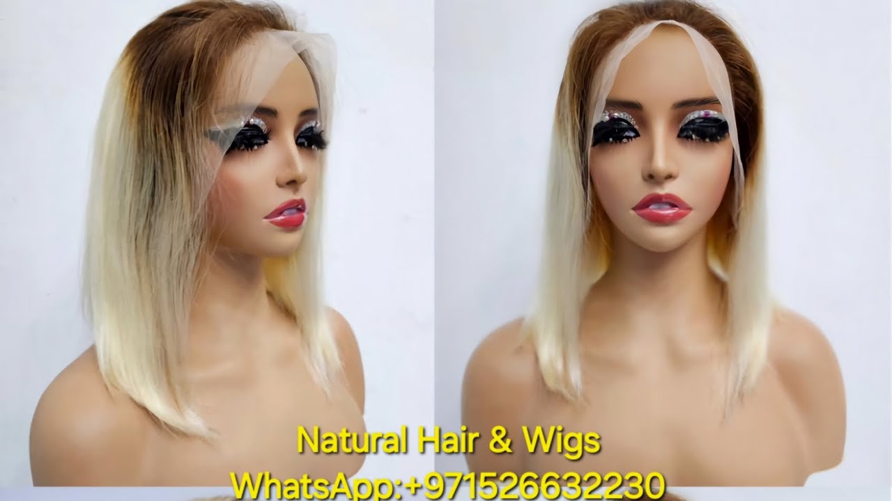Italian HumanHair BlondeBob Wig with Dark Roots #dubai #blondehairstyles #blondewigs #trandingvideo