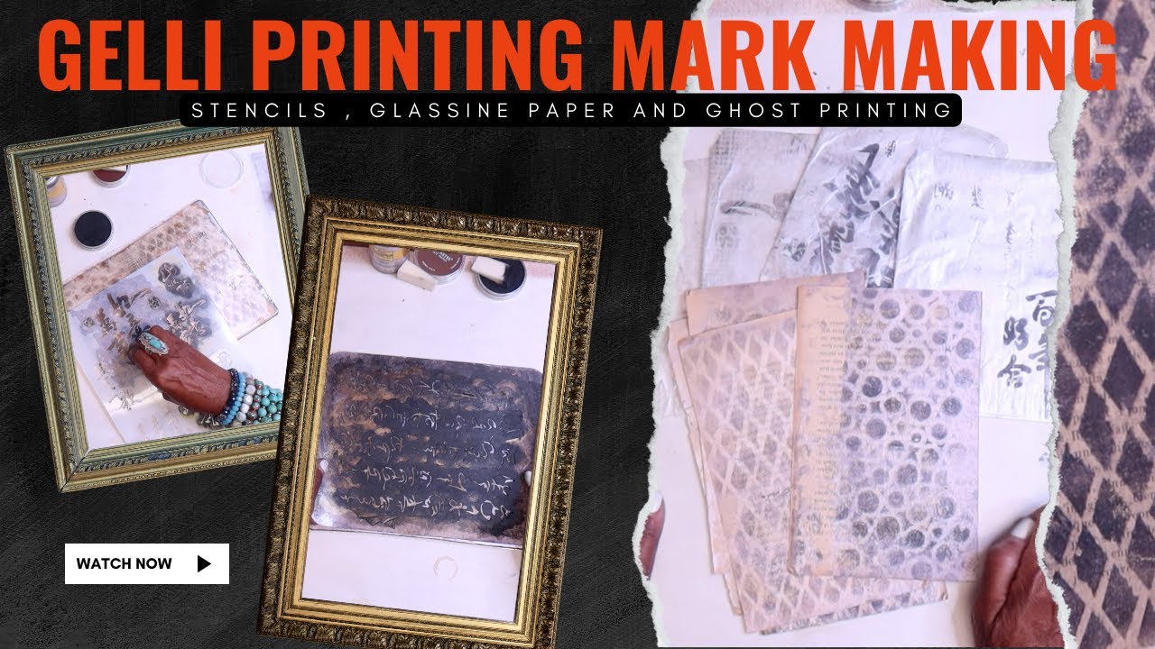 Gelli Printing Mark Making Techniques with PanPastels - Stencils, Ghost Prints and Glassine Paper