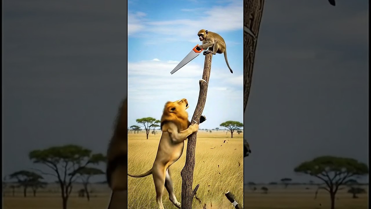 Monkey vs lion forest fight  #monkey