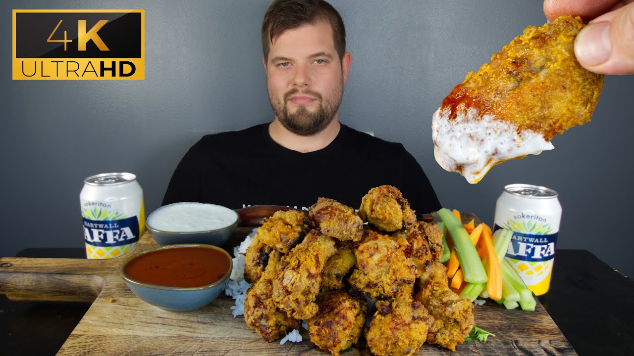 ASMR Crispy Airfryer Chicken Wings & Rice MUKBANG