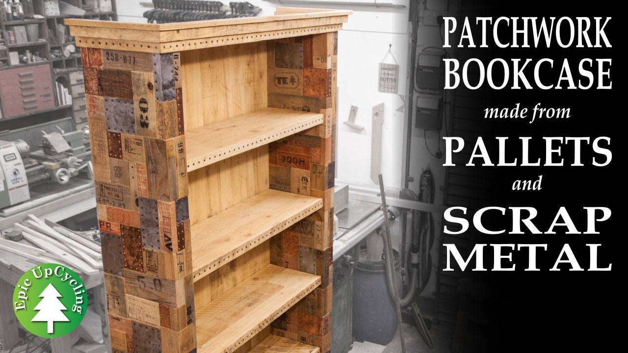 A Patchwork Palletwood Bookcase Made Completely Out Of Scrap