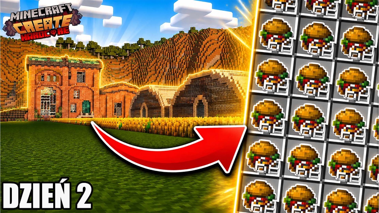 ZBUDOWAŁEM GIGANTYCZNĄ FABRYKĘ HAMBURGER&Oacute;W w MINECRAFTR HARDCORE CREATE #2