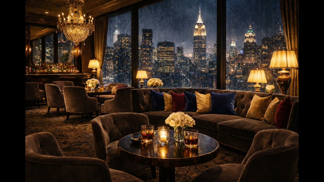 Rainy Night Soft Jazz Lounge 🌧️ | Cozy New York Jazz Bar