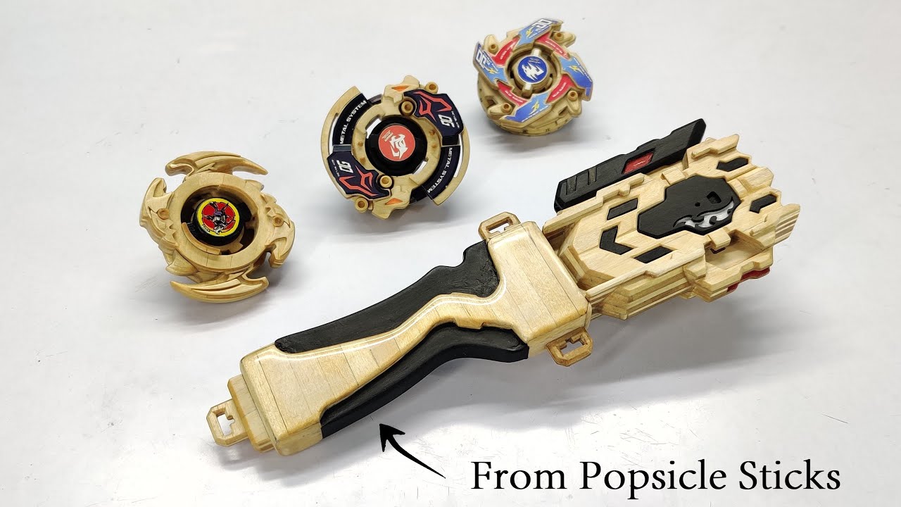 Building Beyblade Launcher Out of Popsicle Sticks -  DIY