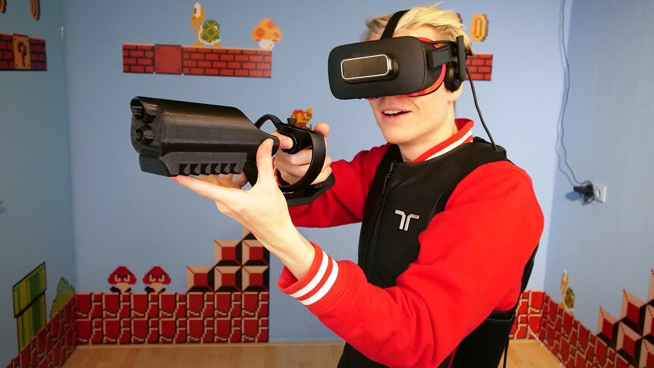 Playing Robo Recall VR with a Haptic Vest & 3D Printed Oculus Rift Gun Controller