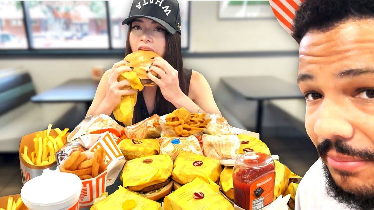 I Watched Her Eat The Entire 10,000 Calorie Whataburger Menu!