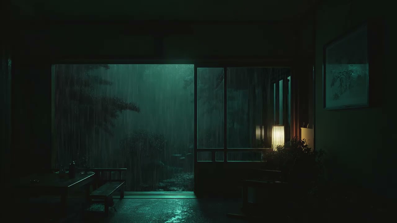 Calm Garden Rain at Midnight 🌧 Dark Bedroom Environment for Uninterrupted Rest