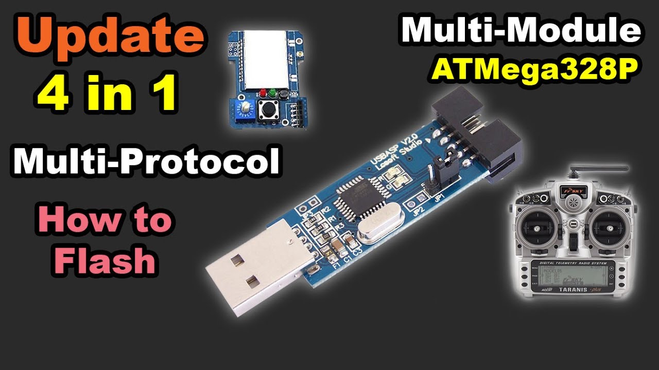 Updating BangGood ATMega328P 4in1 multi protocol tx module firmware frsky taranis turnigy 9xr pro