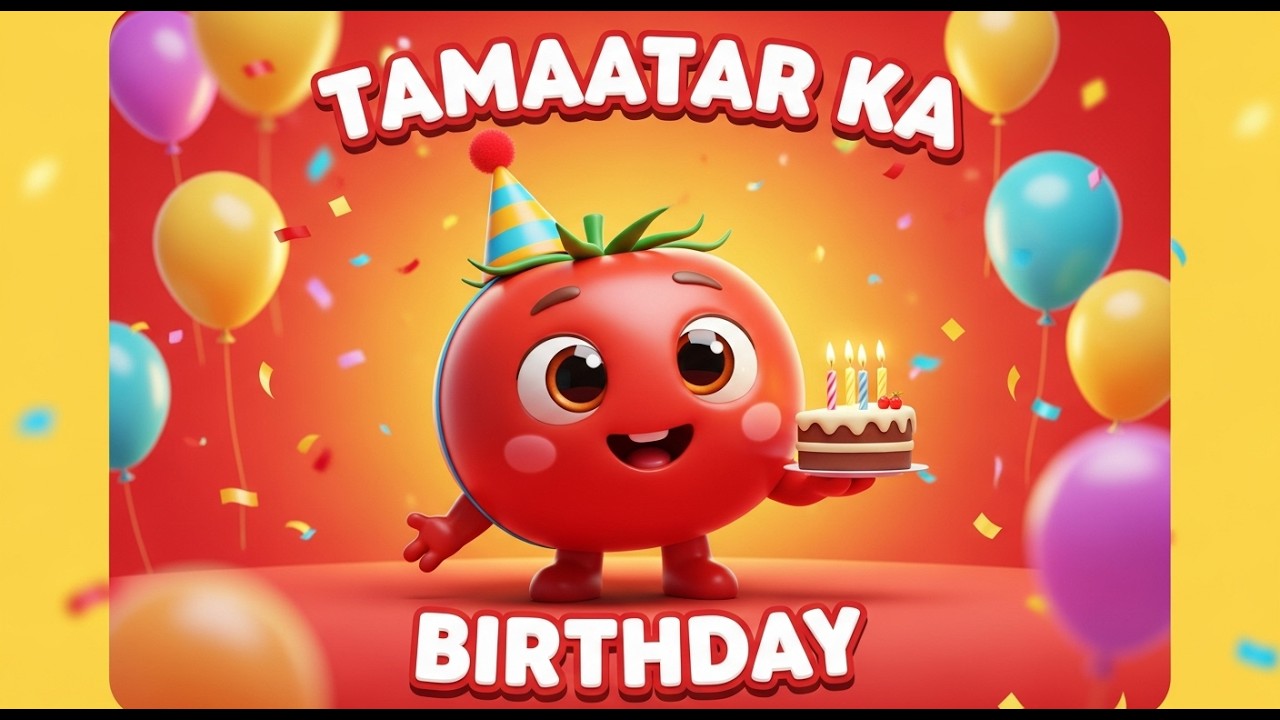 टमाटर का बर्थडे 🎂🍅 | Vegetable Birthday Party Song | Hindi Rhymes for Kids | 3D Kids Animation