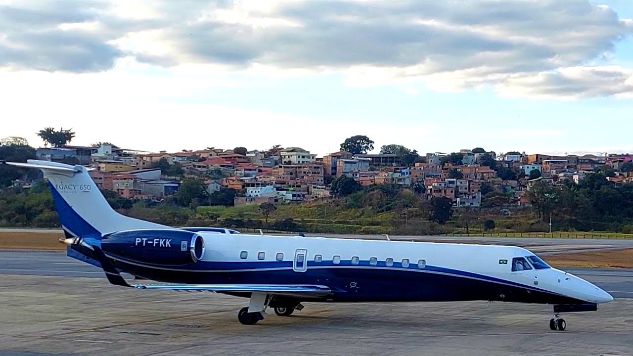 POUSO E DECOLAGEM EMBRAER LEGACY 650 (PT-FKK) DA ICON TÁXI AÉREO NO AEROPORTO DA PAMPULHA