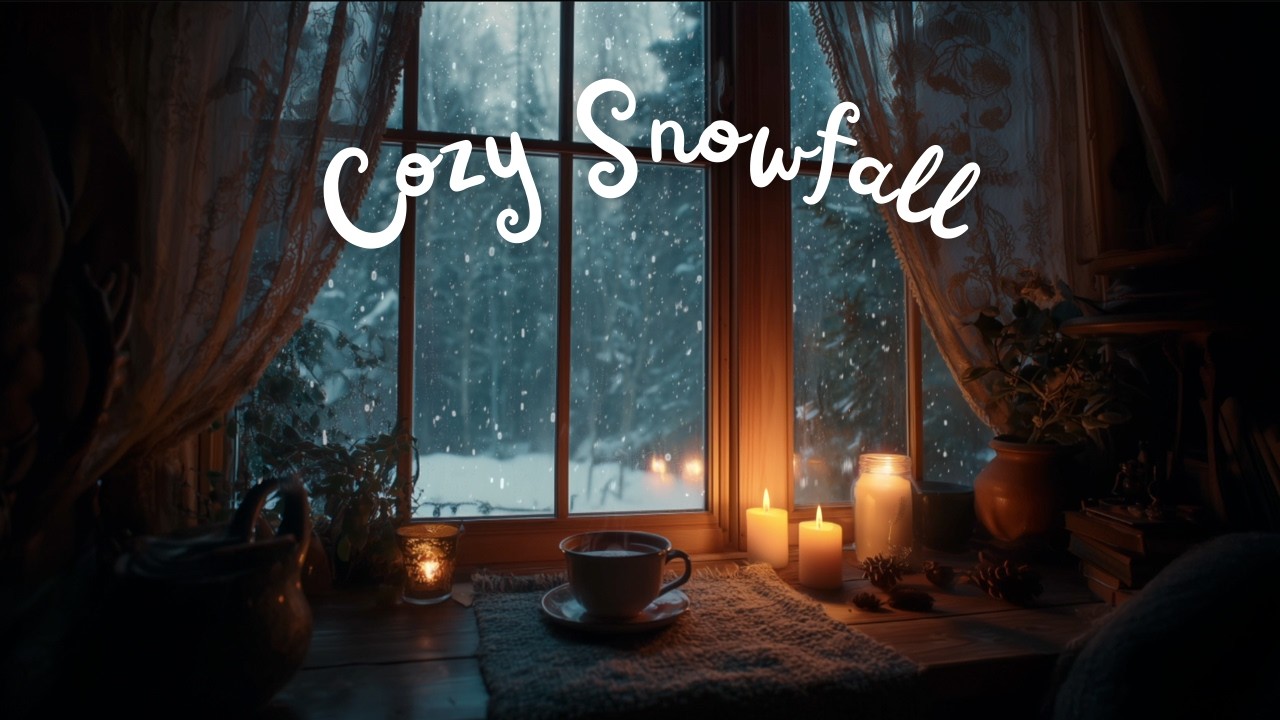 Cozy Winter Ambience 🔥 Crackling Fire & Snowfall at the Cottage ❄️