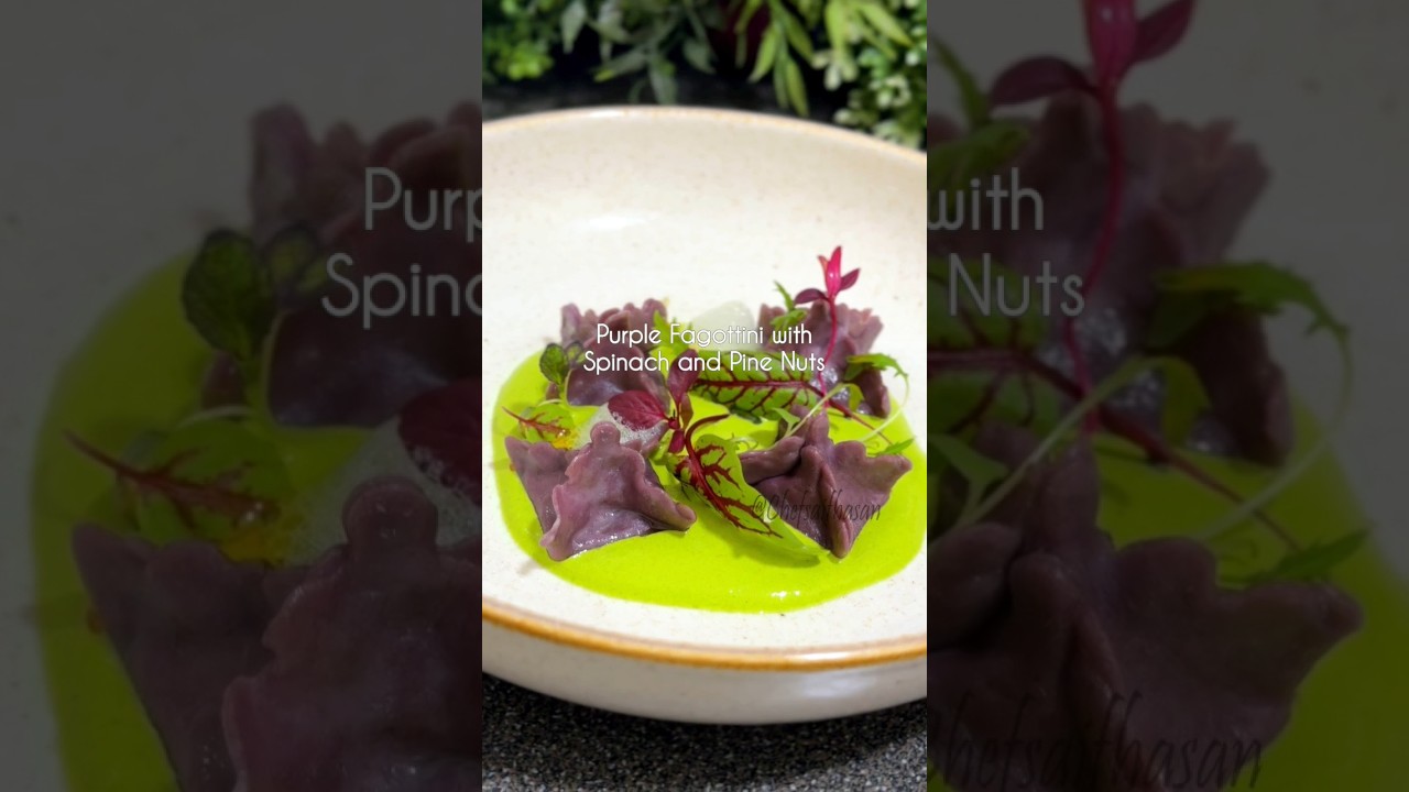 Fagottini Viola con Spinaci e Pinoli (Purple Fagottini with Spinach and Pine Nuts)