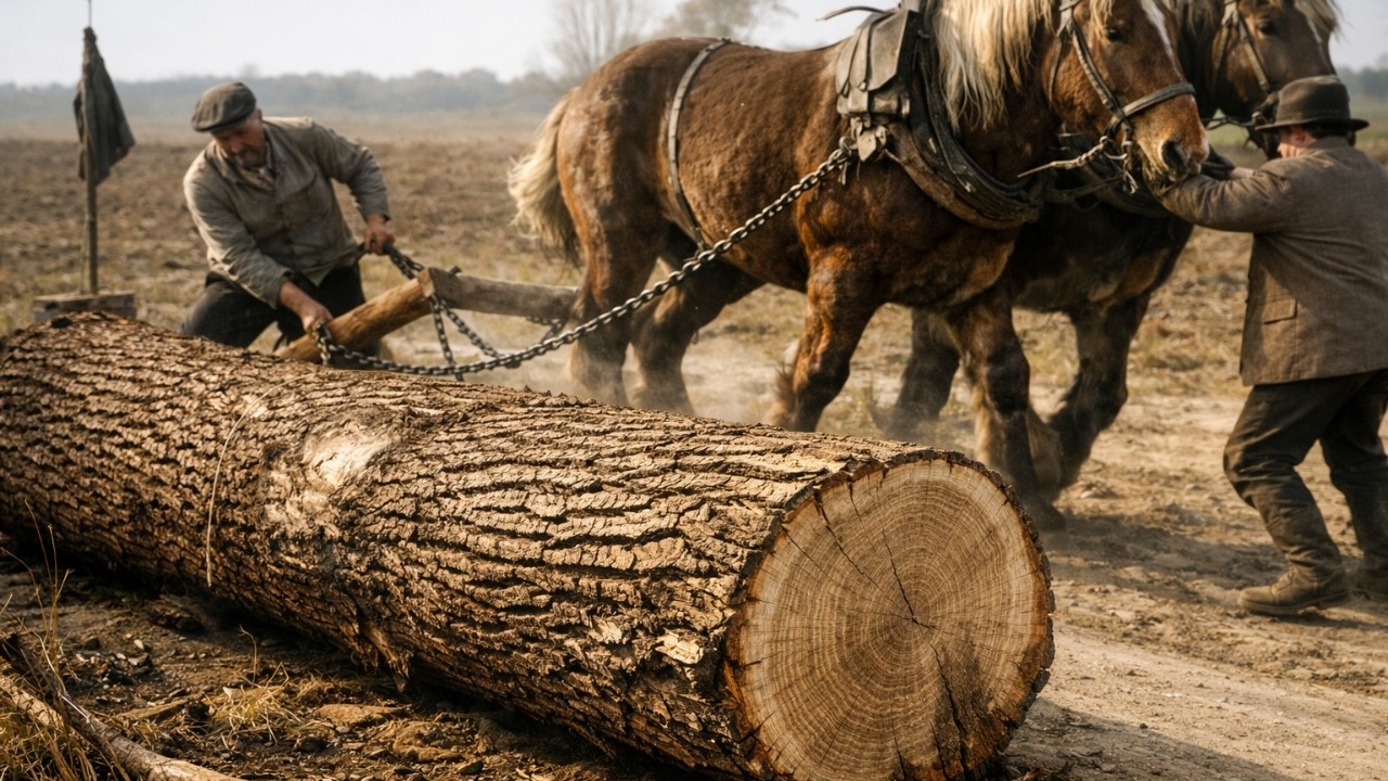 Part 1, The Village Mill   Felling and Transporting a Mill Oak Tree