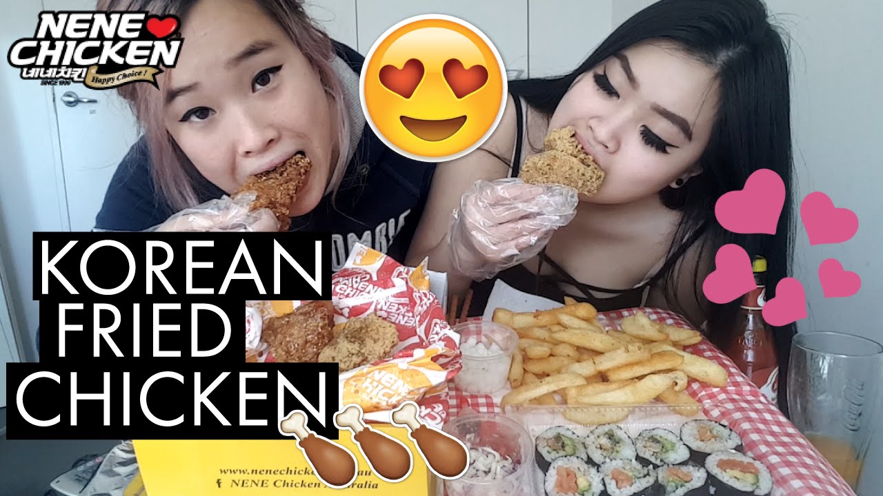 Mukbang English | Korean Fried Chicken + Sushi Mukbang