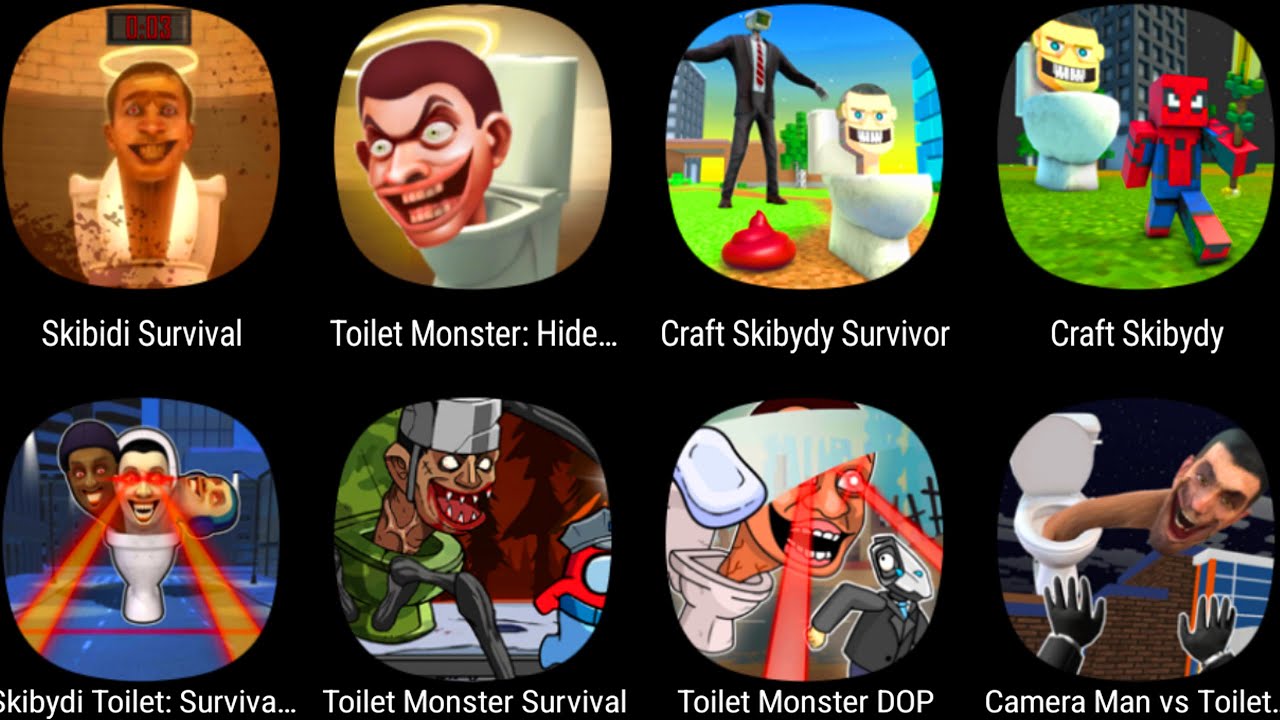 Skibidi Survival,Craft Skibydy Survivor,Camera Man Vs Toilet Head TPS,Hide N Seek,Toilet Monster DOP