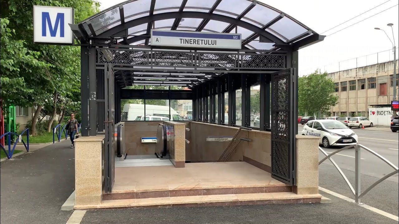 [4K]Bucharest Metro-New access at Tineretului station on M2 line and trains stopping here