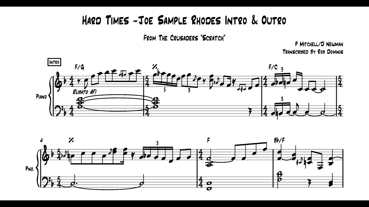 Joe Sample Intro & Outro Transcription on Scratch