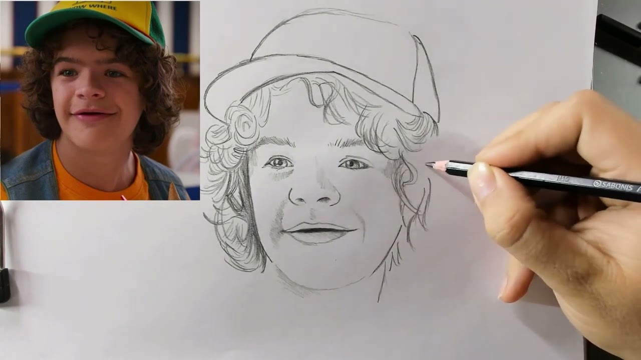sketch practice.  Dustin stranger things