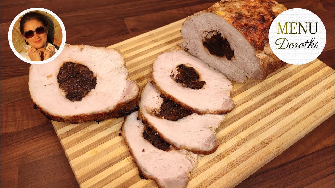 Soczysty schab nadziewany suszonymi śliwkami. Przepis jak zamarynować i piec schab. MENU Dorotki.