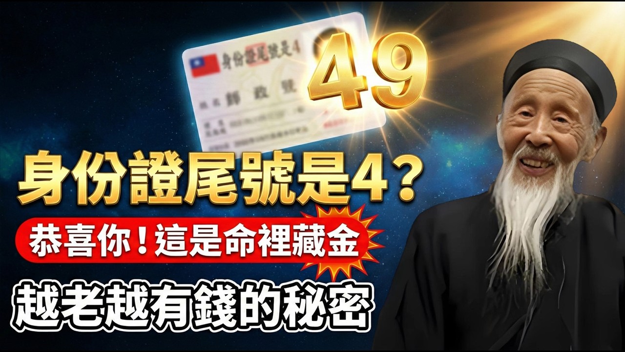 百岁道长揭秘： 身份證尾號有「這幾個數字」的人，命裡藏金！年輕受苦，中年發財，晚年富得流油！