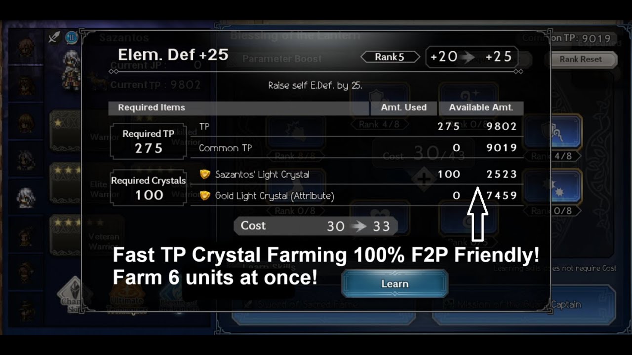 Быстрый фарм кристаллов TP! 100% подходит для F2P! CotC: Octopath Traveler