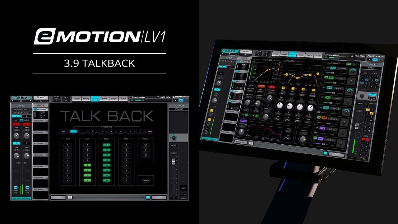 eMotion LV1 Tutorial 3.9: Channel Window – Talkback