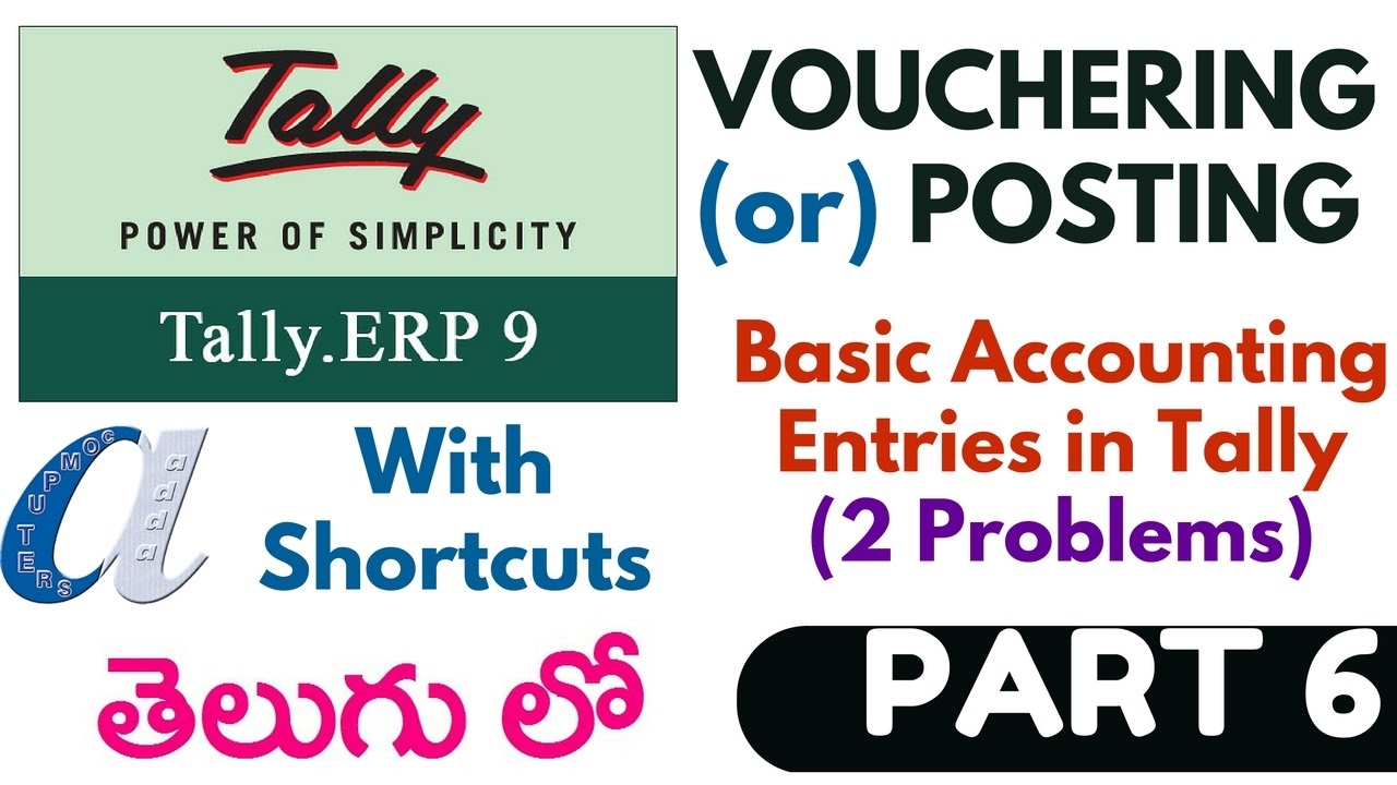 Tally Tutorials in Telugu- 6 (Vochour or Posting -Basic Accounting Problems)(www.computersadda.com)