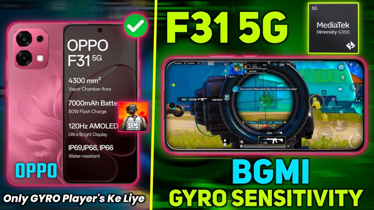 🟣Oppo F31 BGMI 60 FPS Test + Best Sensitivity Settings 😱 | Dimensity 6300 Performance🟣