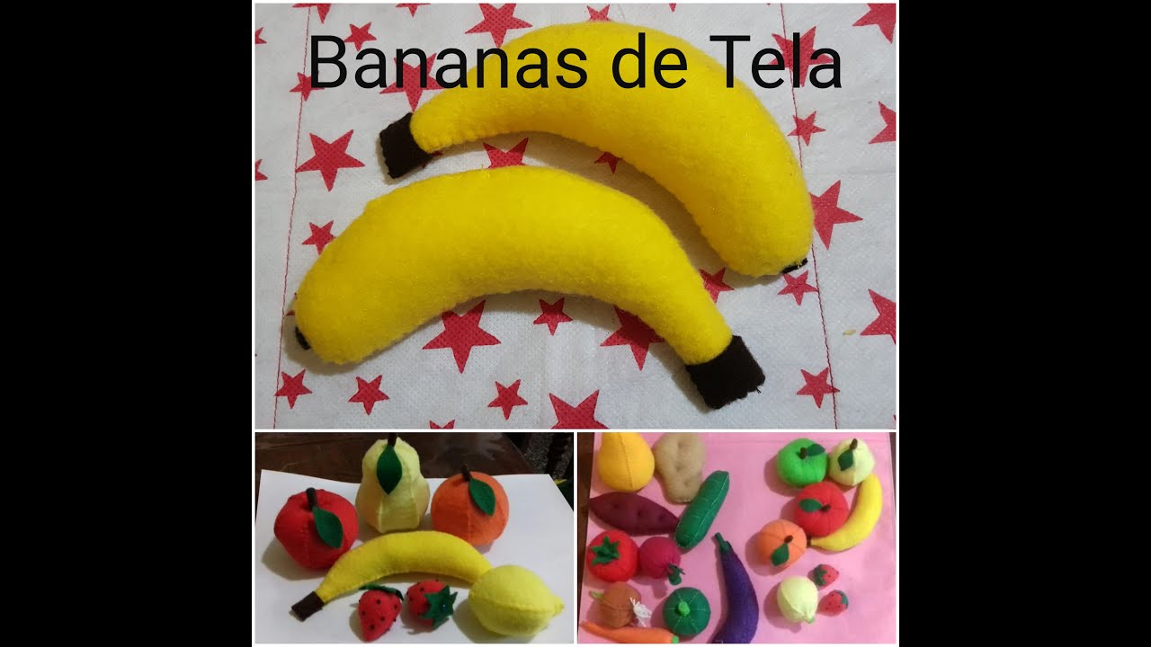 Como Hacer Banana de Tela (Platano de Fieltro) Frutas de Tela (Frutas de Fieltro)