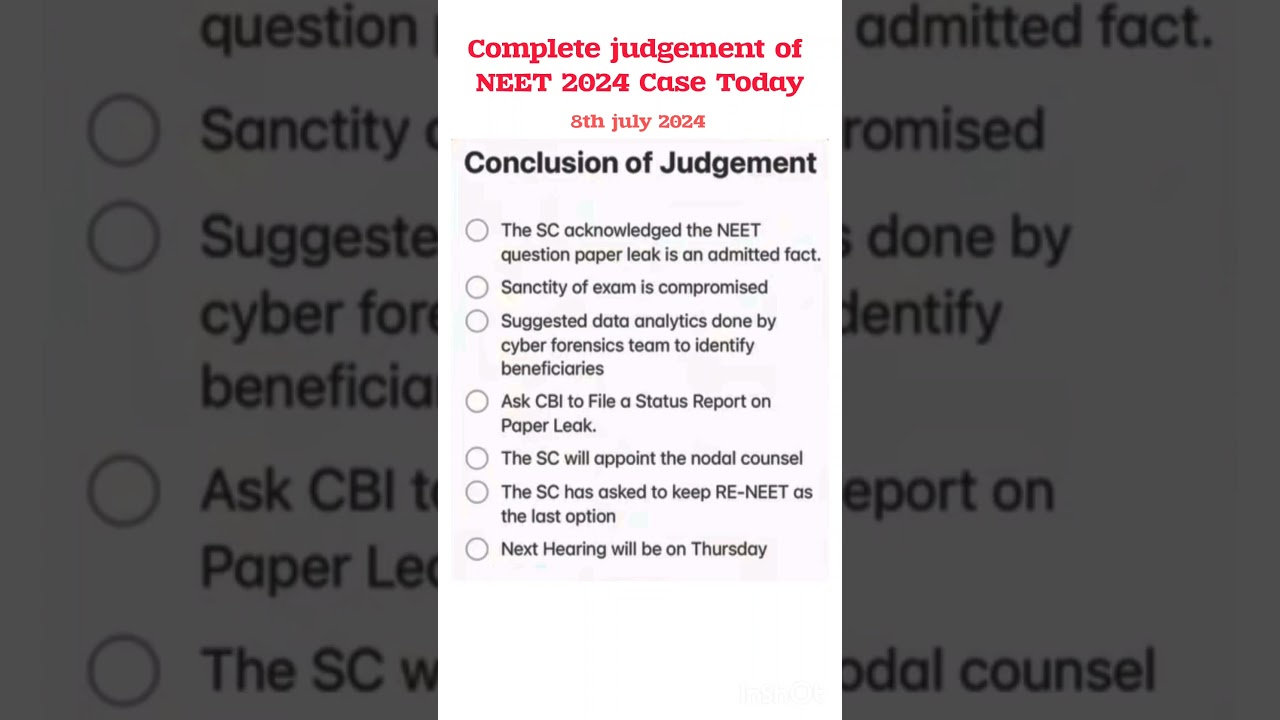 Conclusion of today's judgement #neet2024#8thjulyhearing#2024