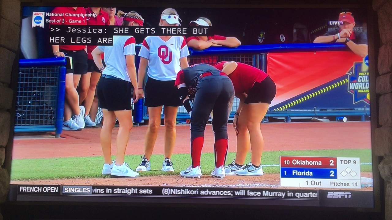 2017 WCWS Softball championship OU vs. Florida 1st base obstruction