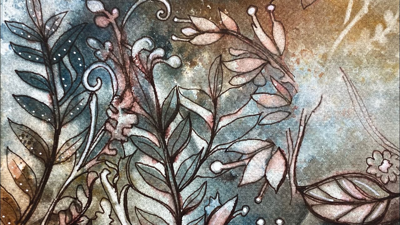 Reverse Stenciling WATERCOLOR - relaxing painting process - 311