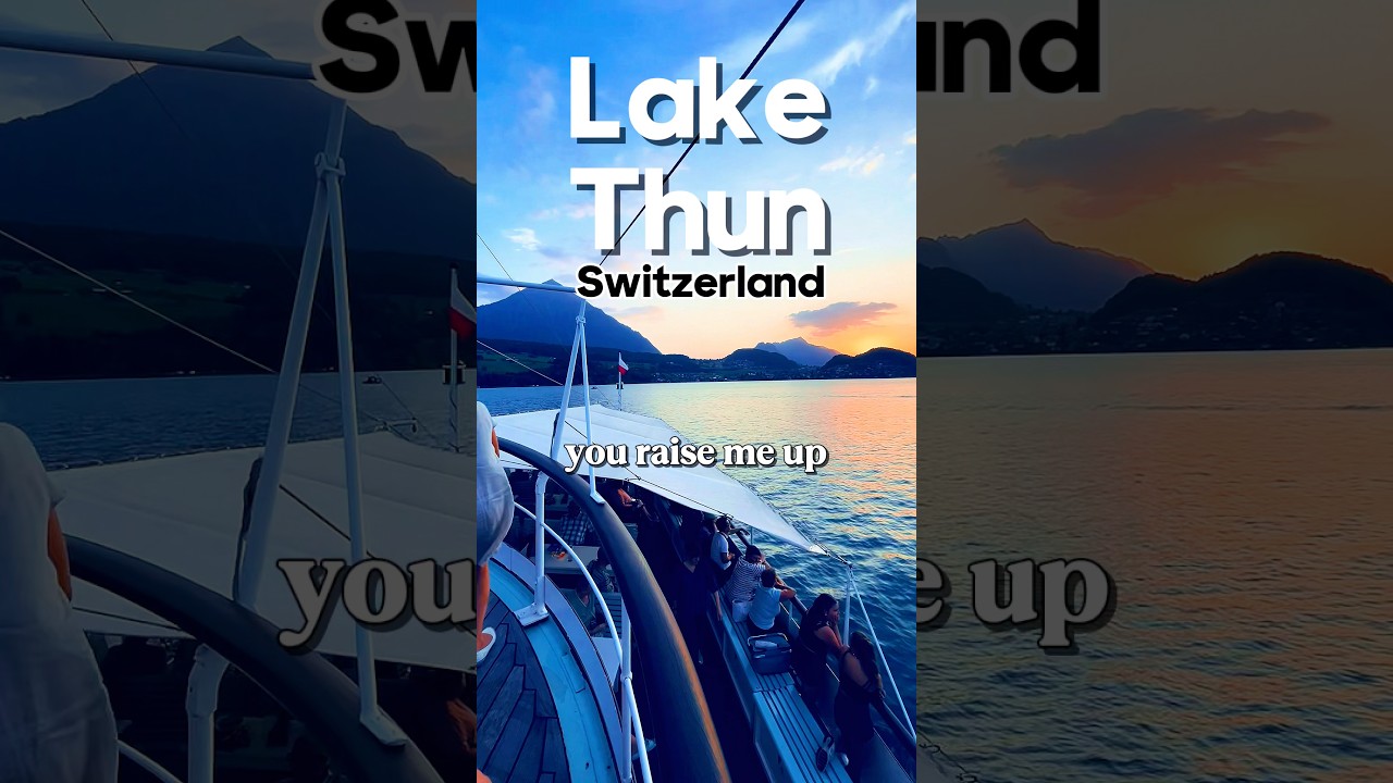 Golden Hour on the Water | Lake Thun #lakethun #sunset #boattrip #swisstourism