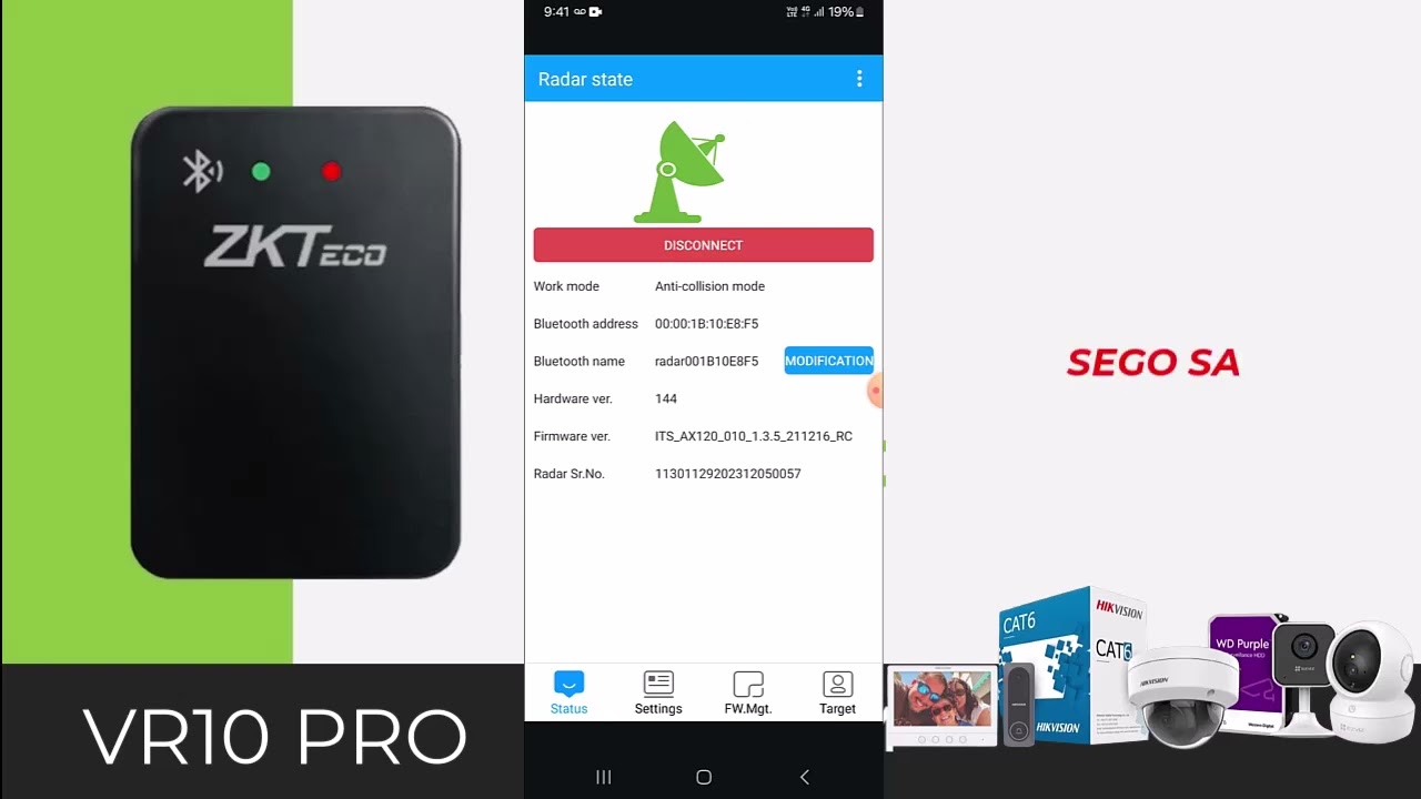 CONFIGURACIÓN DE RADAR VR10 PRO MARCA ZKTECO