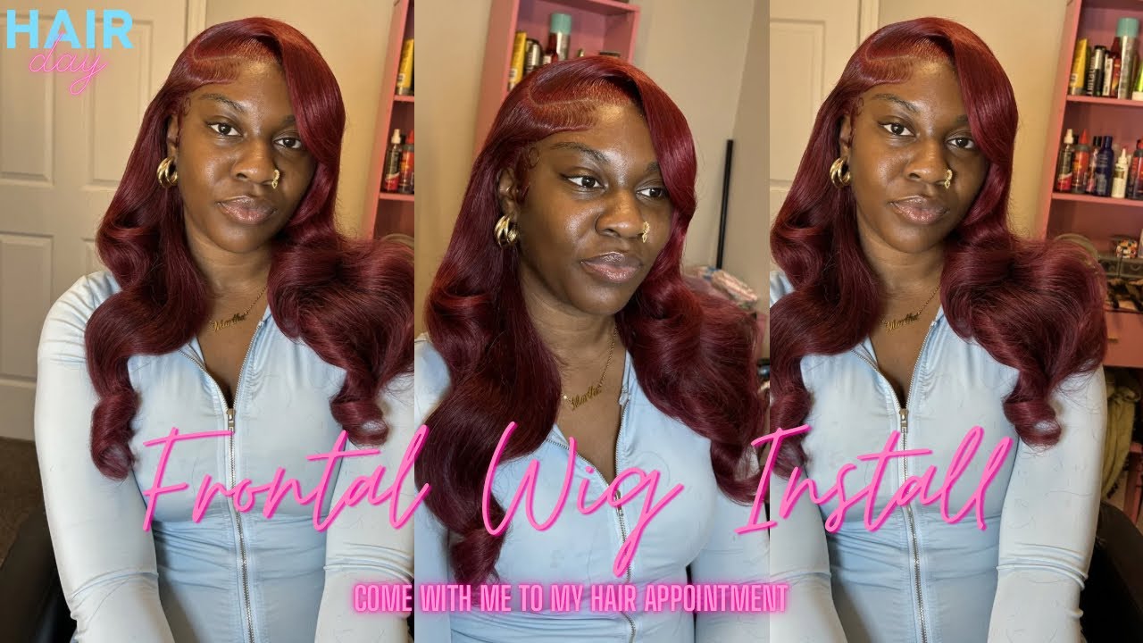 The PERFECT Burgundy Wig Install | Come with me to my hair appointment