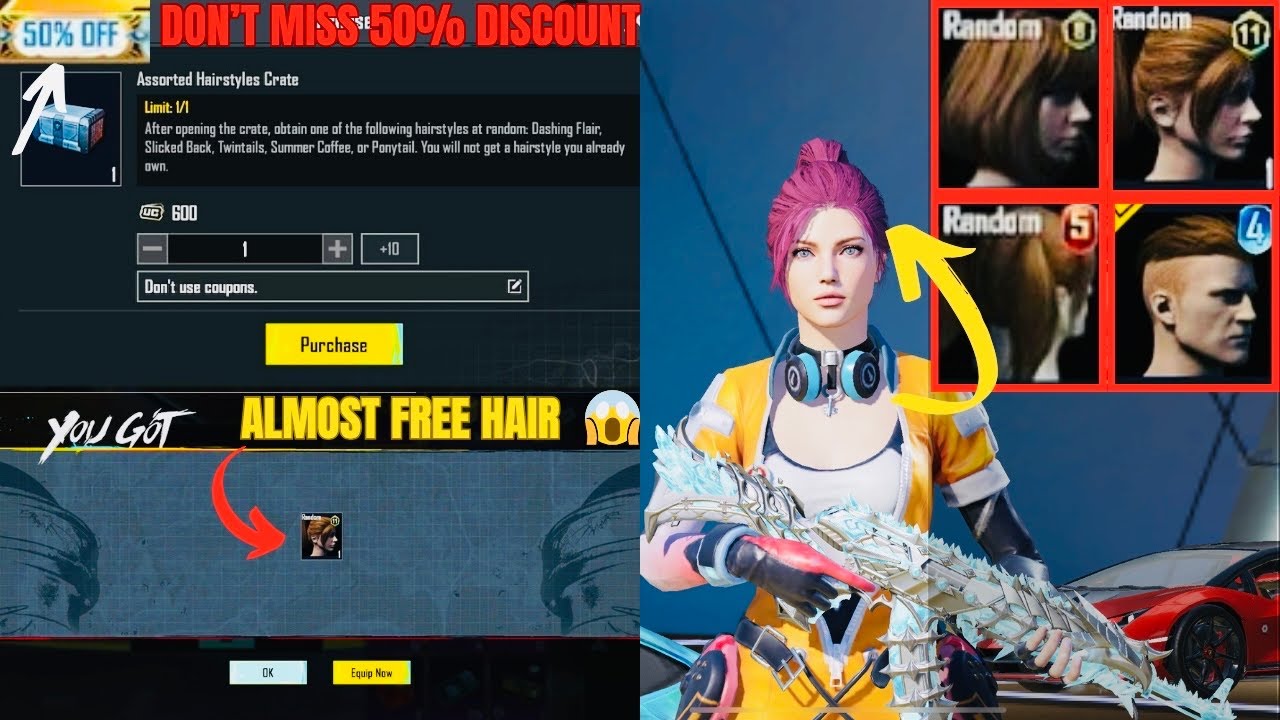 🔥Assorted Hair styles Crate || don't miss. 50% discount. almost free hair | Pubg Mobile