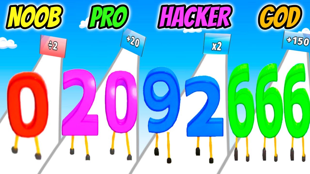 Digit Run 3D - НУБ против ПРО против ХАКЕРА против БОГА