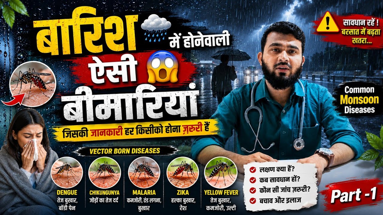 Monsoon Diseases | Vector-Borne Diseases | Dengue, Malaria, Chikungunya &ndash; Complete Guide  #hindi 