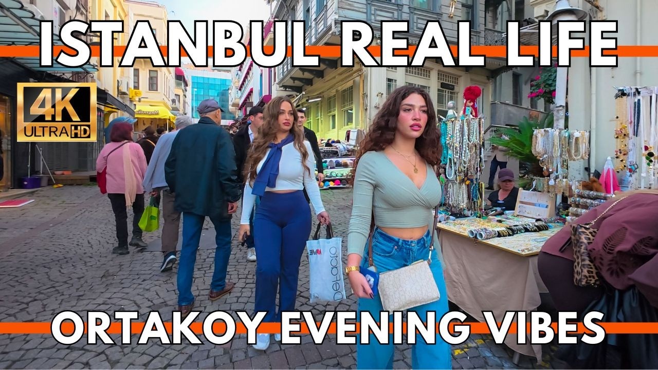 Stambuł, Turcja, piesza wycieczka 4K, Ortakoy, wybrzeże, prawdziwe wibracje 2025