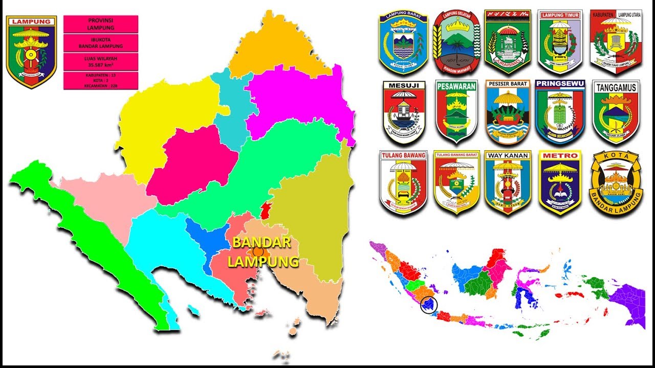 #10 Peta Indonesia, Provinsi Lampung (Kabupaten, Kota dan Kecamatan)