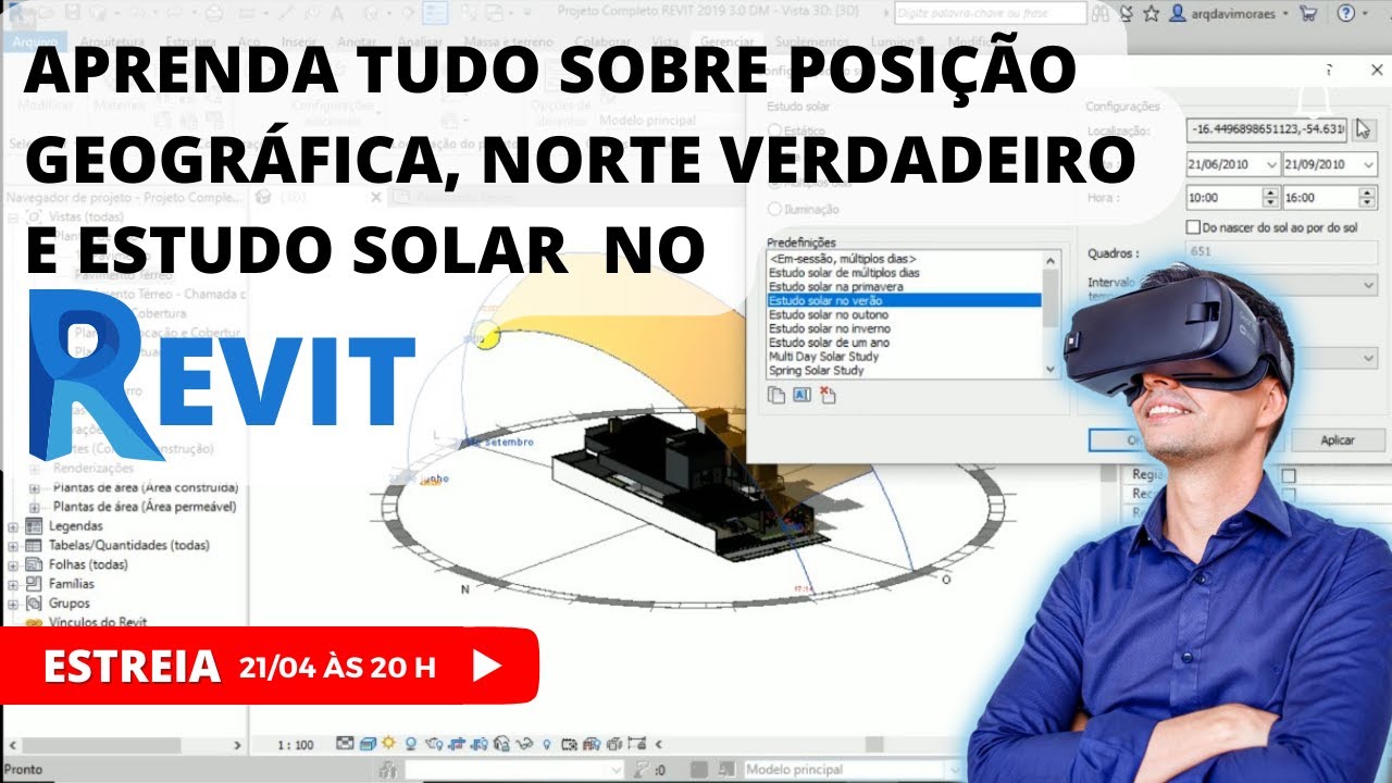 APRENDA TUDO sobre POSIÇÃO GEOGRÁFICA, NORTE VERDADEIRO e ESTUDO SOLAR correto no Revit!
