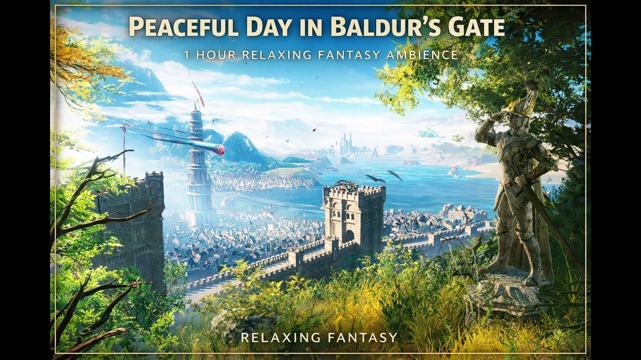 Peaceful Day in Baldur’s Gate | 1 Hour Relaxing Fantasy Ambience