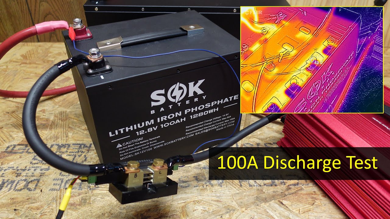 SOK Battery 100A High-Rate Discharge Test (with Thermal Camera)